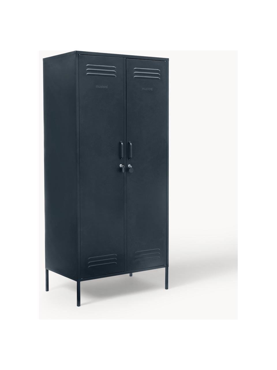 Kleiner Kleiderschrank The Twinny, Stahl, pulverbeschichtet, Anthrazit, B 85 x H 183 cm