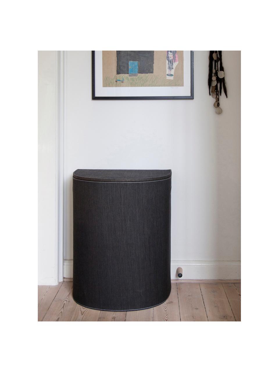 Kosz na pranie Sascha, Włókna z recyklingu, Czarny, 48 x 57 cm