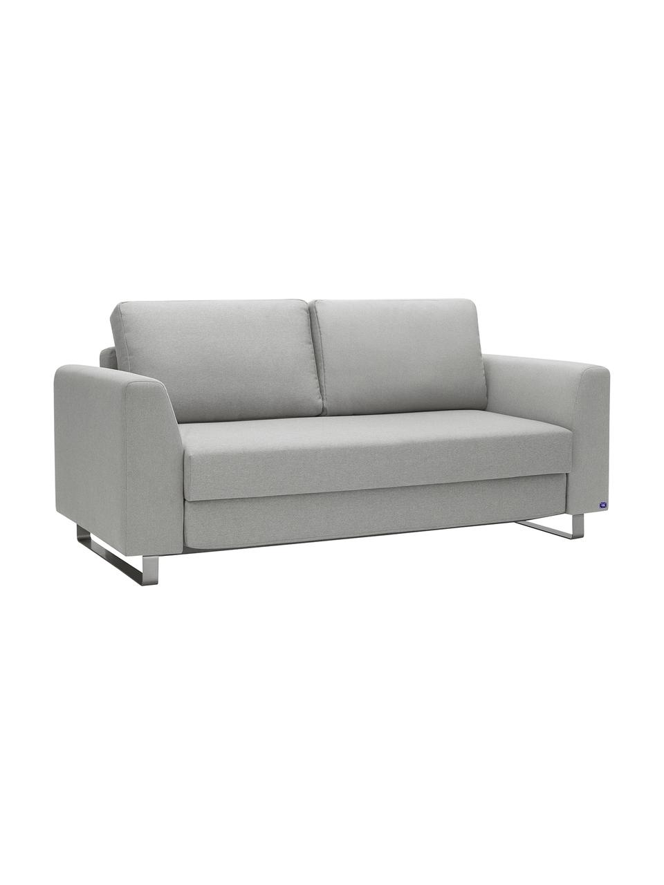 Schlafsofa Bruno (3-Sitzer) in Hellgrau, ausklappbar, Bezug: Pflegeleichtes robustes P, Rahmen: Massivholz, Webstoff Hellgrau, B 200 x T 84 cm