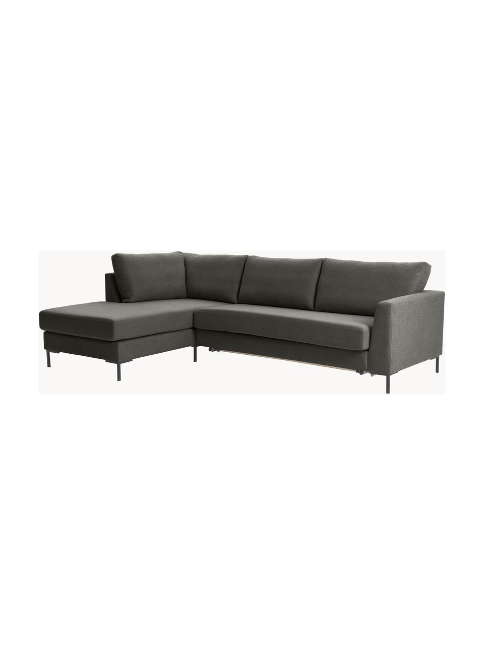 Schlafsofa Luna (3-Sitzer) mit Matratze, Bezug: 100 % Polyester Der strap, Gestell: Massives Buchenholz, Schi, Füße: Metall, galvanisiert Dies, Webstoff Anthrazit, B 270 x T 184 cm, Eckteil links