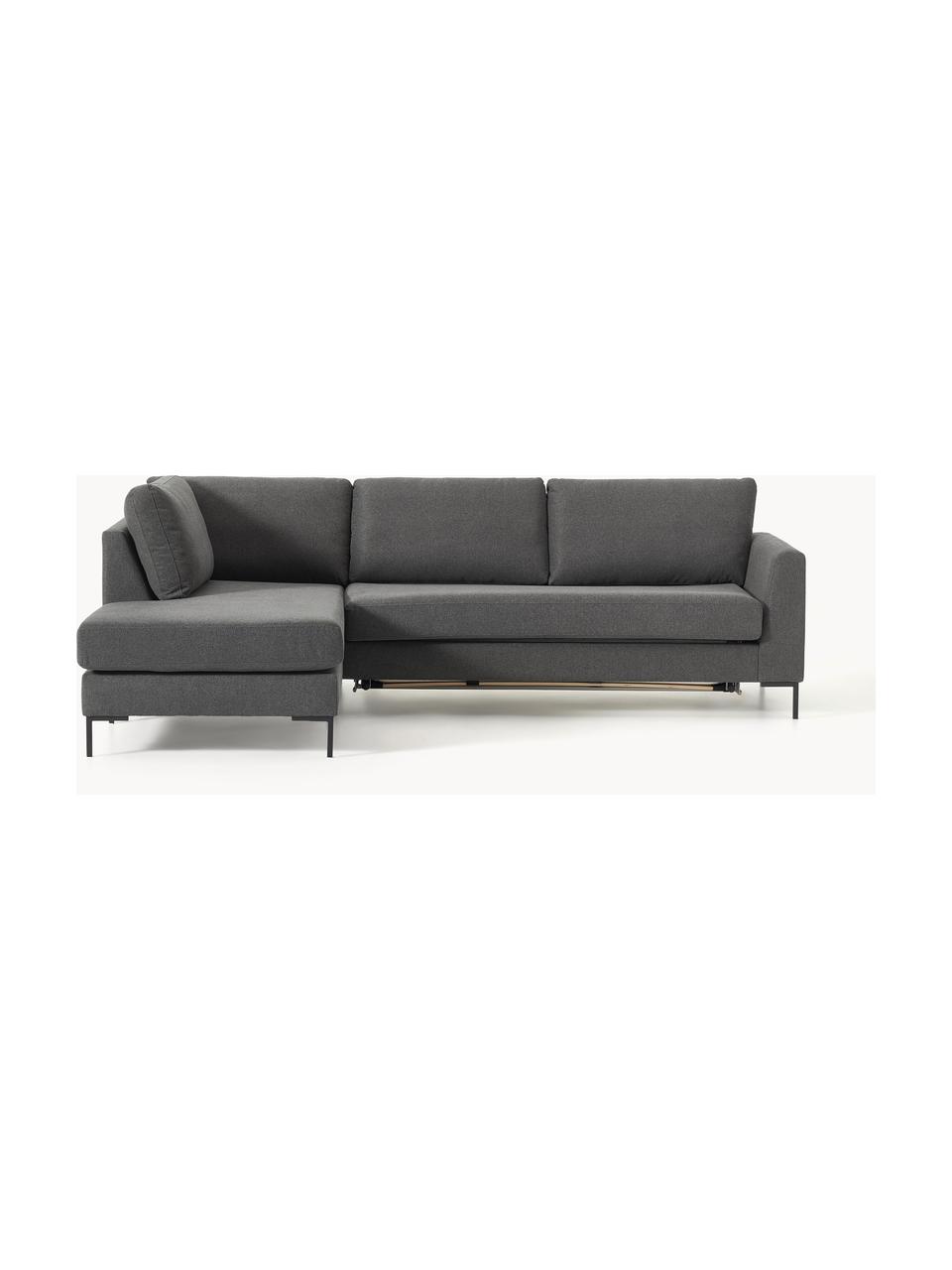 Schlafsofa Luna (3-Sitzer) mit Matratze, Bezug: 100 % Polyester Der strap, Gestell: Massives Buchenholz, Schi, Füße: Metall, galvanisiert Dies, Webstoff Anthrazit, B 270 x T 184 cm, Eckteil links