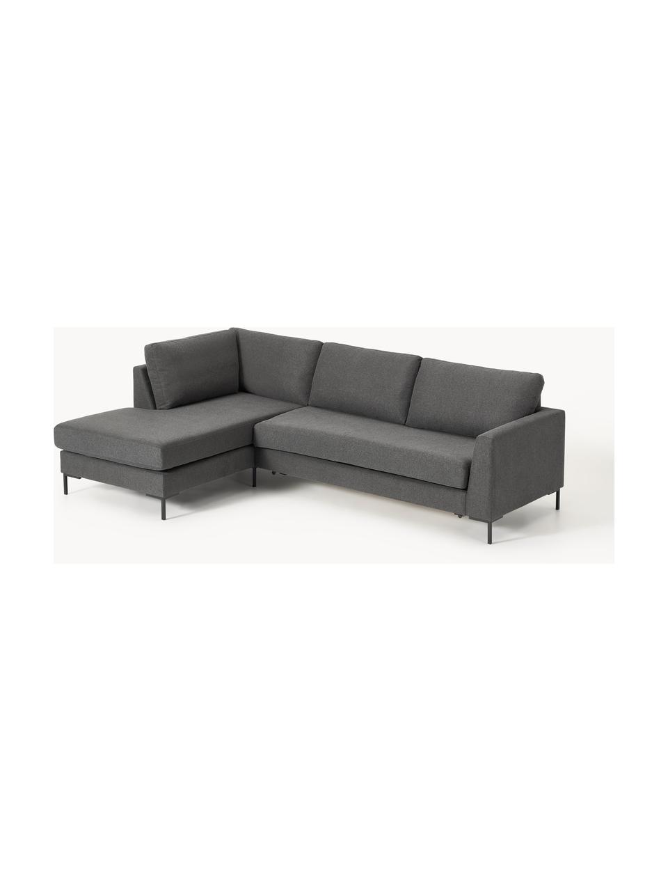 Schlafsofa Luna (3-Sitzer) mit Matratze, Bezug: 100 % Polyester Der strap, Gestell: Massives Buchenholz, Schi, Füße: Metall, galvanisiert Dies, Webstoff Anthrazit, B 270 x T 184 cm, Eckteil links