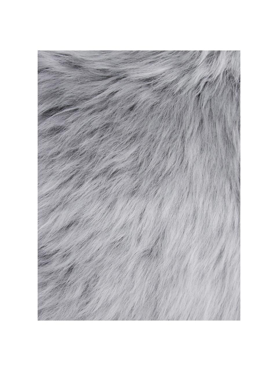 Vloerkleed van schapenvacht Oslo, glad, Bovenzijde: 100% schapenvacht, Onderzijde: 100% leer, chroomvrij gel, Lichtgrijs, B 60 x L 180 cm
