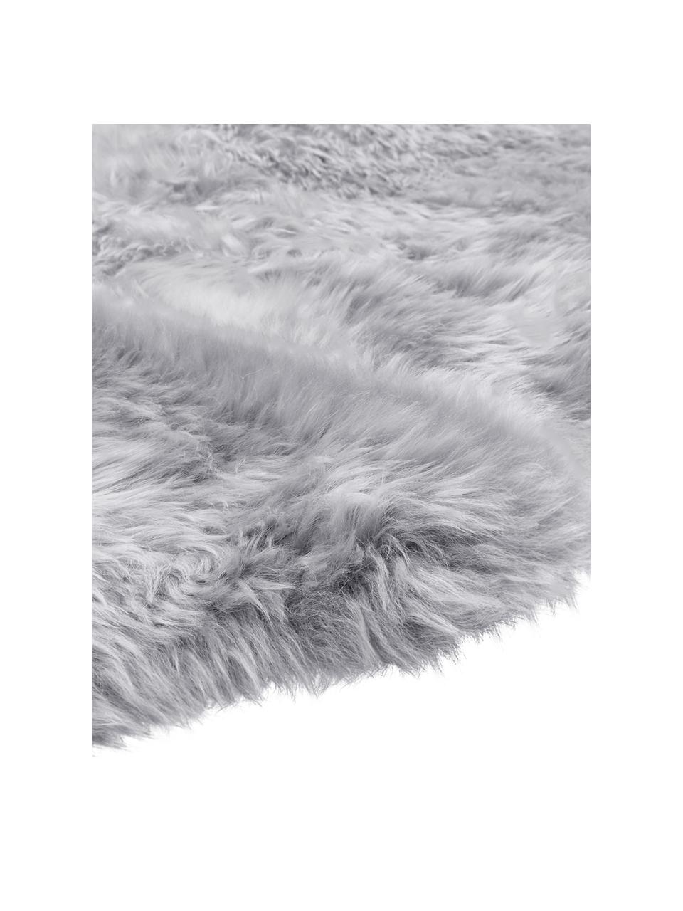 Alfombra de piel de oveja Oslo, Parte delantera: 100% piel de oveja, Parte trasera: 100% cuero curtido, Gris claro, An 60 x L 180 cm