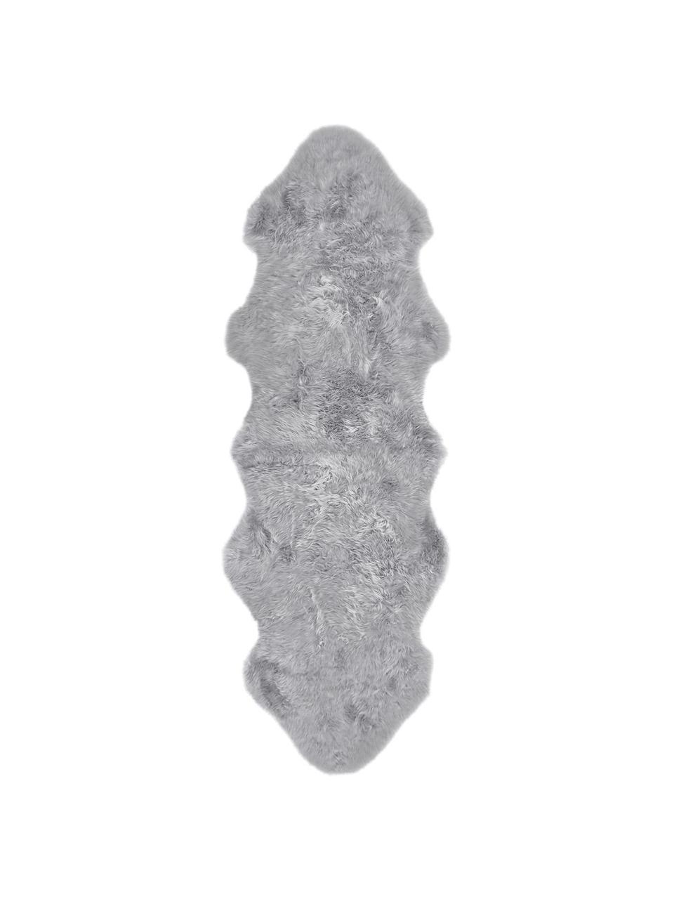 Tapis en peau de mouton lisse Oslo, Gris clair, larg. 60 x long. 180 cm