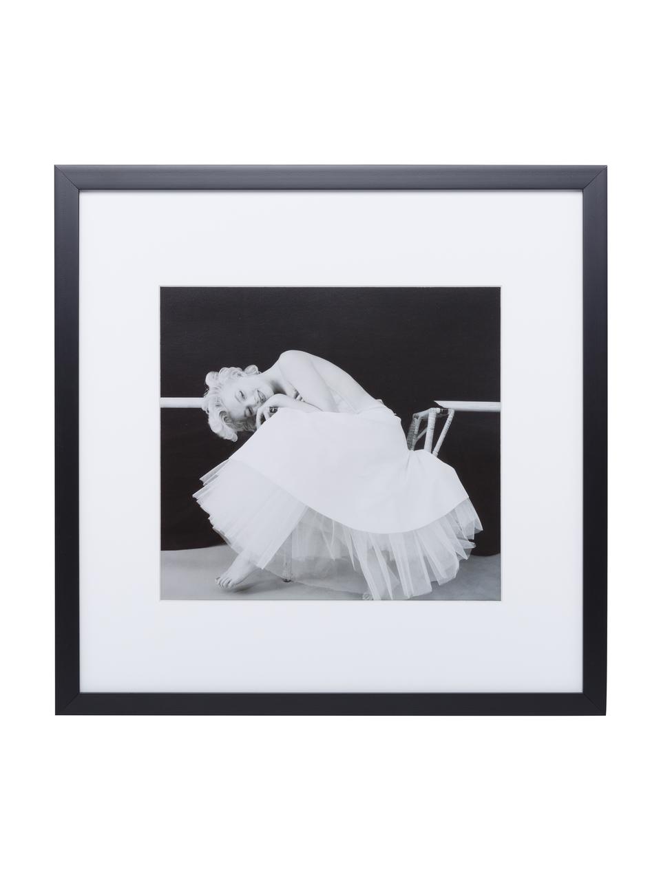 Oprawiony druk cyfrowy Dancing Queen, Stelaż: tworzywo sztuczne, Ilustracja: czarny, biały Stelaż: czarny, S 40 x W 40 cm