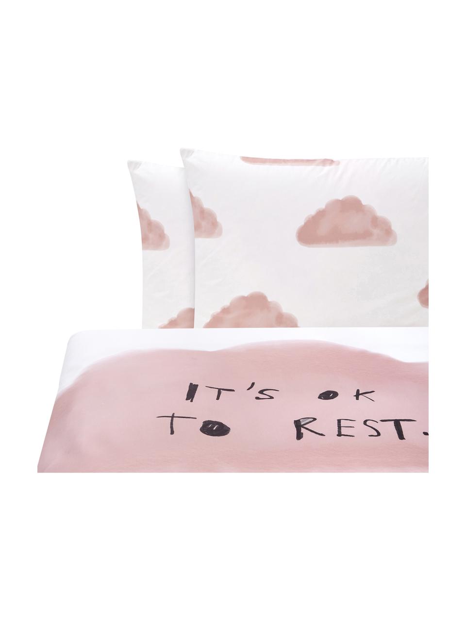 Designové perkálové povlečení Rest od Kery Till, Růžová, bílá, černá