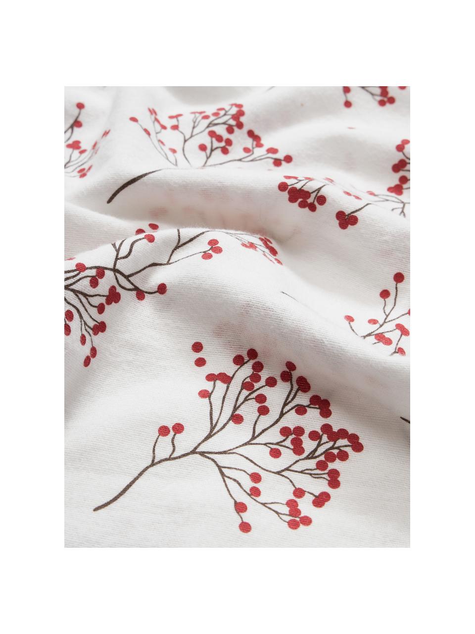 Flanell-Bettdeckenbezug Berries aus Bio-Baumwolle, Webart: Flanell Flanell ist ein k, Weiß, Rot, B 200 x L 200 cm
