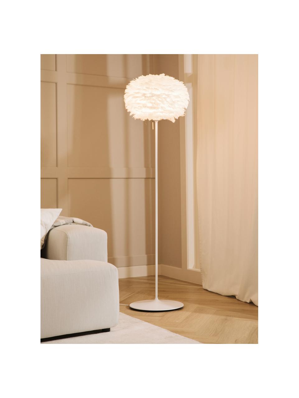 Lampa podłogowa z piór Eos, Stelaż: aluminium lakierowane, Biały, Ø 45 x W 170 cm