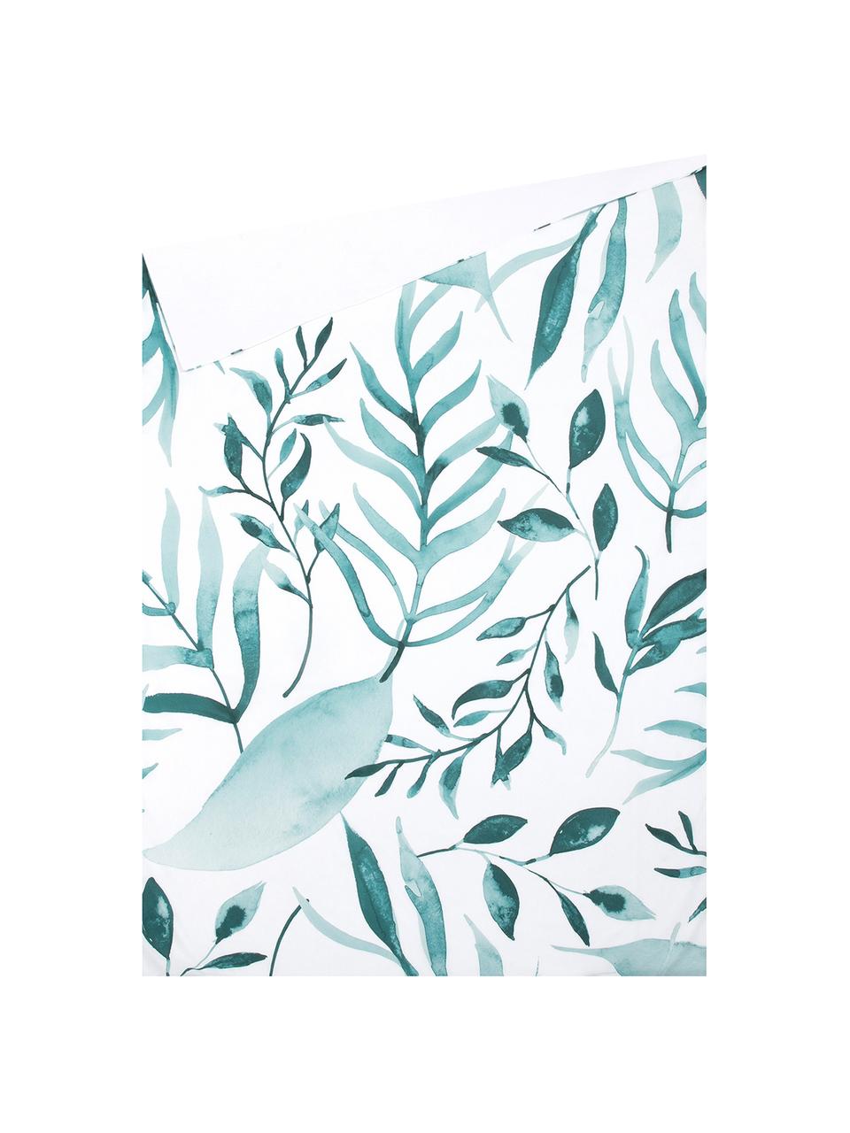 Housse de couette en percale Francine, Endroit : vert, blanc Envers : blanc