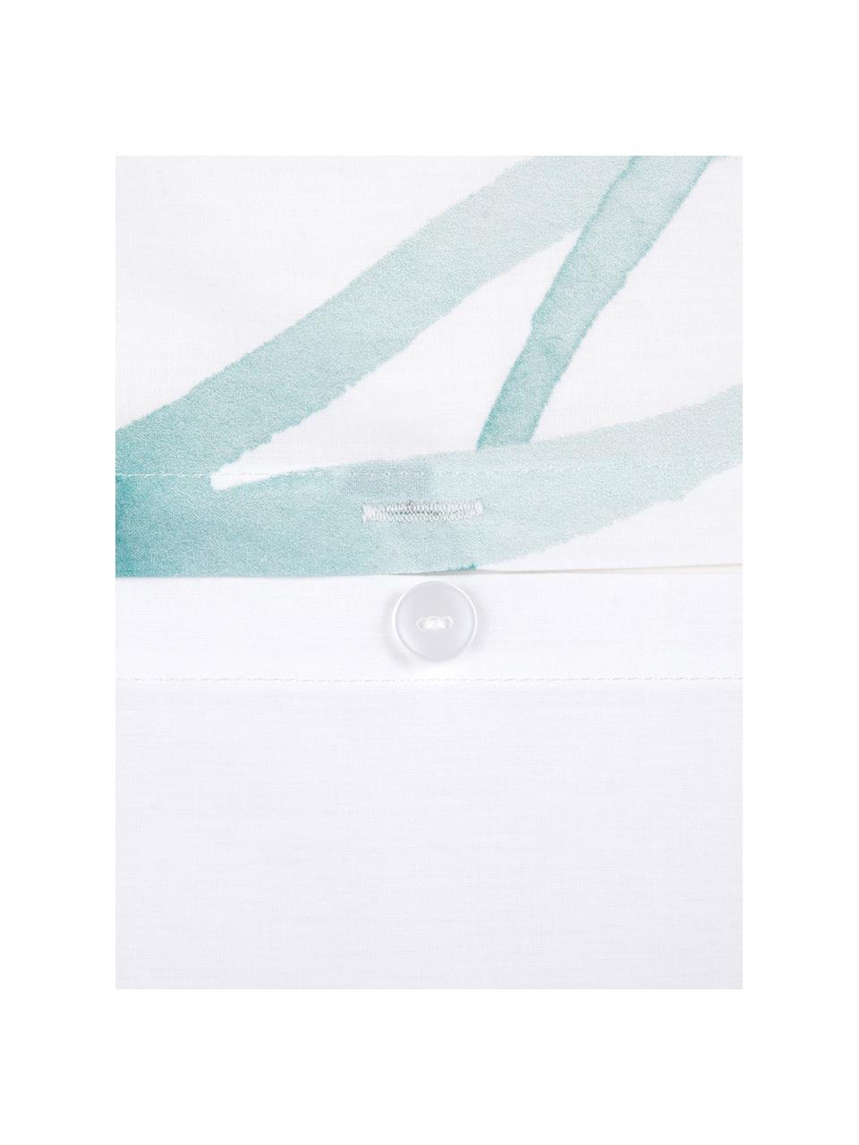 Housse de couette en percale Francine, Endroit : vert, blanc Envers : blanc