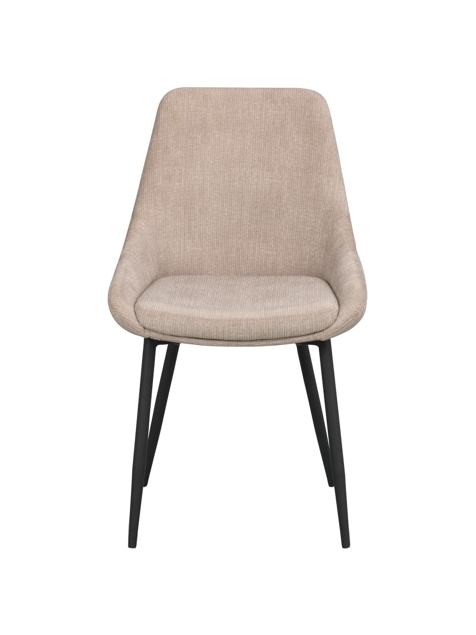 Krzesło tapicerowane z aksamitu Sierra, 2 szt., Tapicerka: 100% aksamit poliestrowy, Nogi: metal lakierowany, Beżowy aksamit, czarny, S 49 x G 55 cm