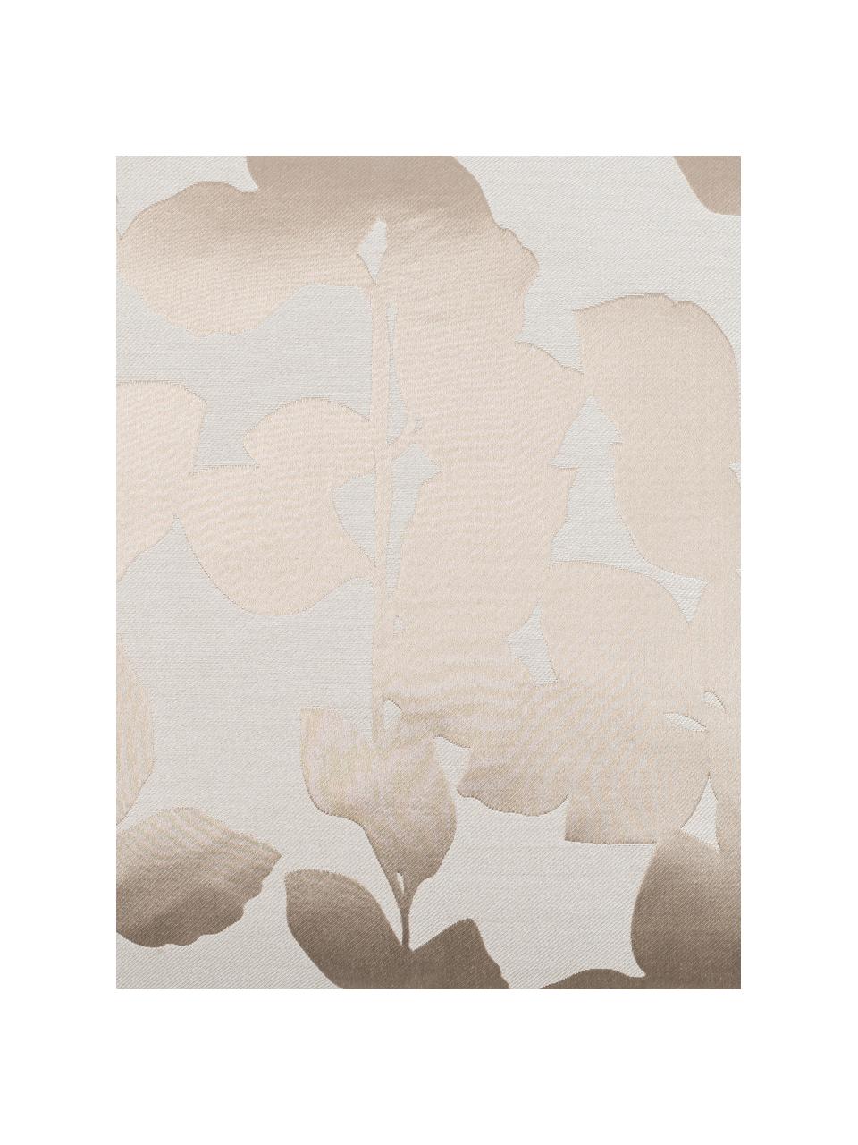 Kissenhülle Ariela in Beige mit glänzenden Blättermotiven, Vorderseite: 35% Polyester, 34% Viskos, Rückseite: 100% Polyester, Beige, B 40 x L 40 cm