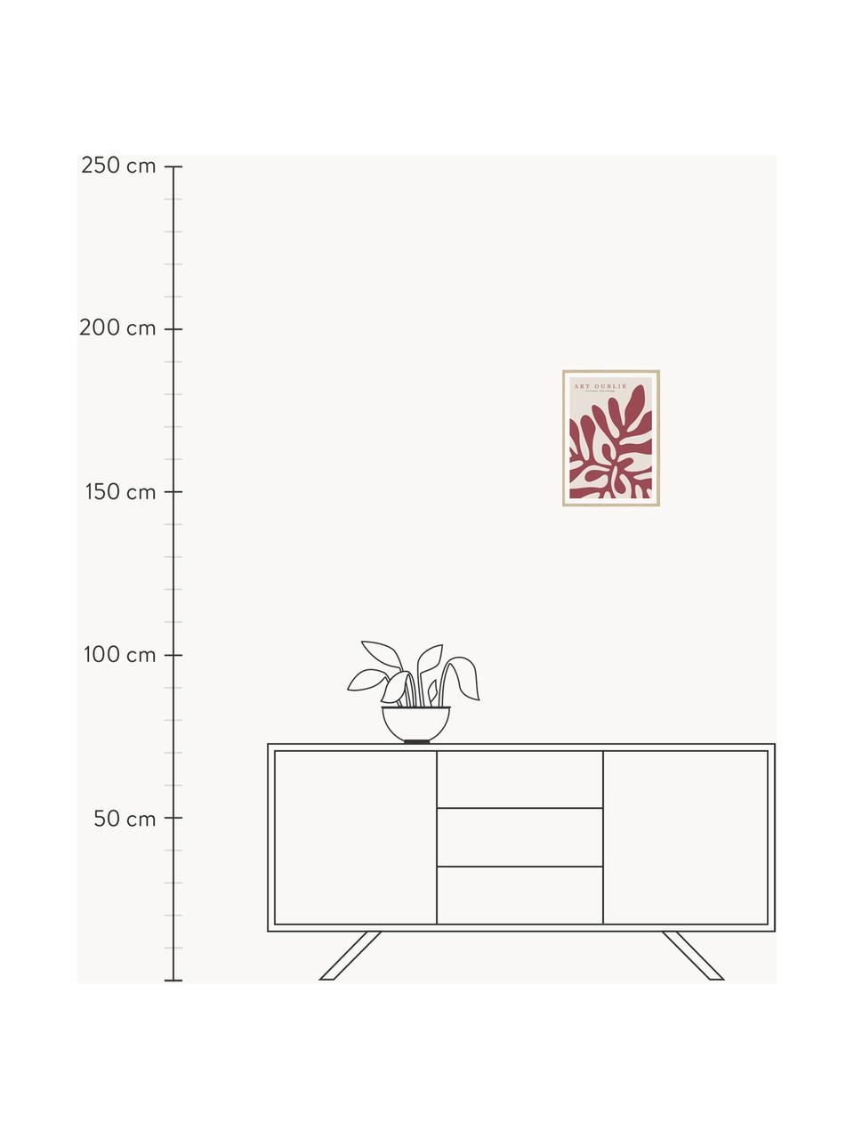 Ingelijste digitale print Red Reef, Lijst: hout, MDF, Roodbruin, lichtbeige, B 32 x H 42 cm