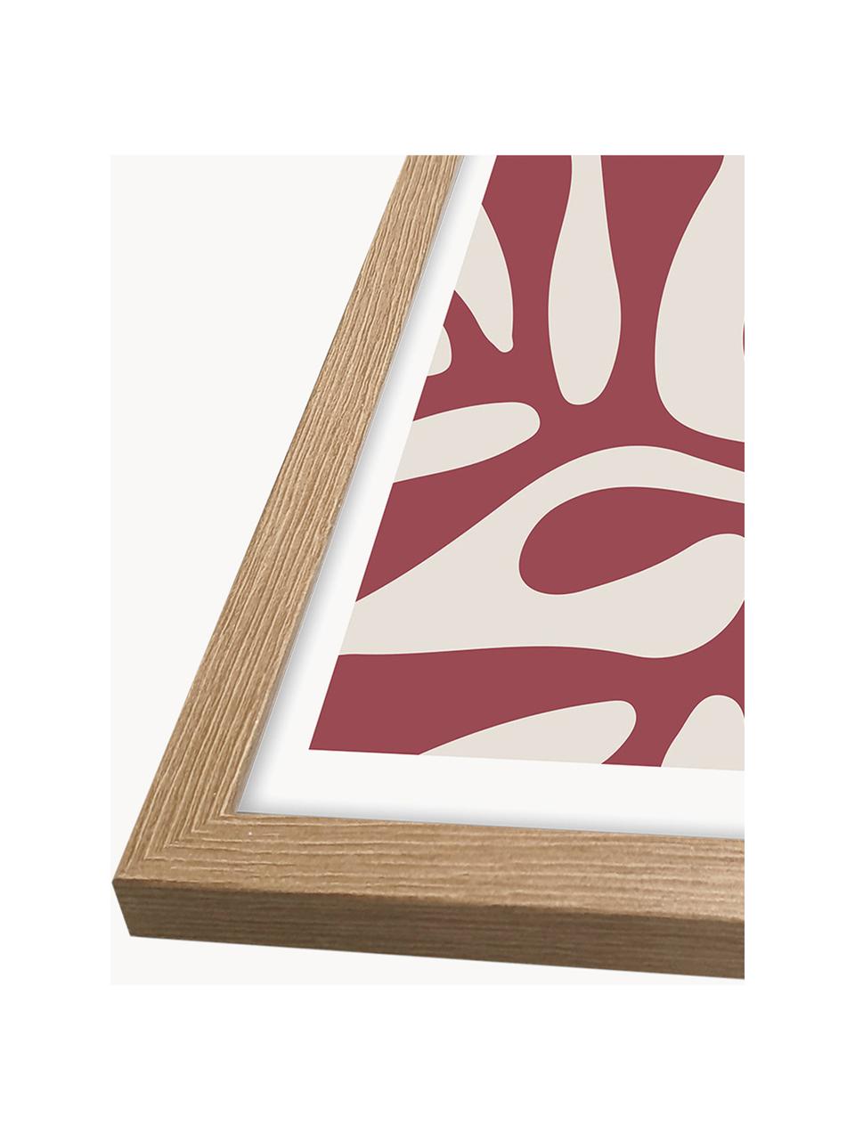 Ingelijste digitale print Red Reef, Lijst: hout, MDF, Roodbruin, lichtbeige, B 32 x H 42 cm