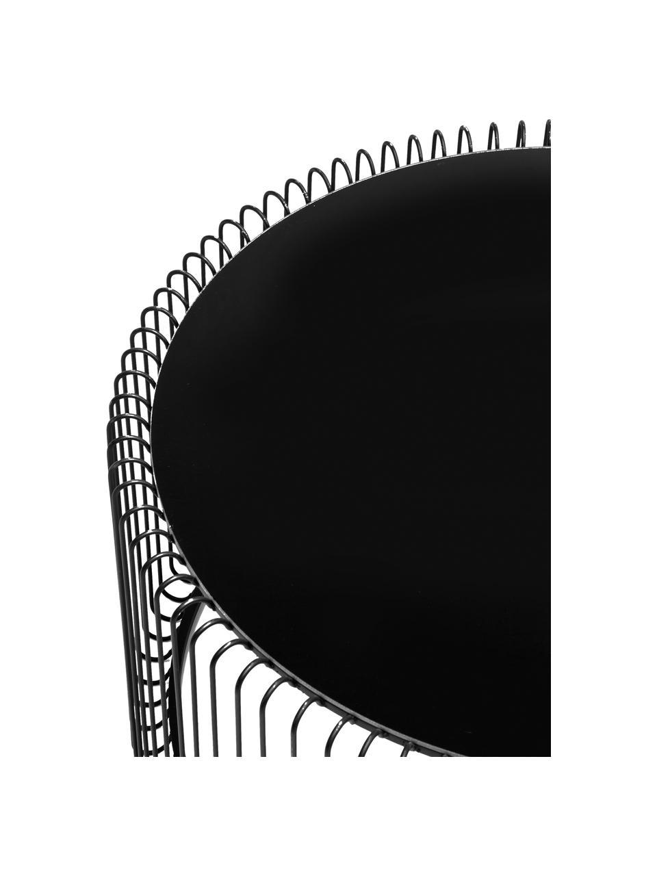 Set 2 tavolini da salotto con piano in vetro Wire, Struttura: acciaio verniciato a polv, Piano d'appoggio: vetro temperato, Nero, Set in varie misure