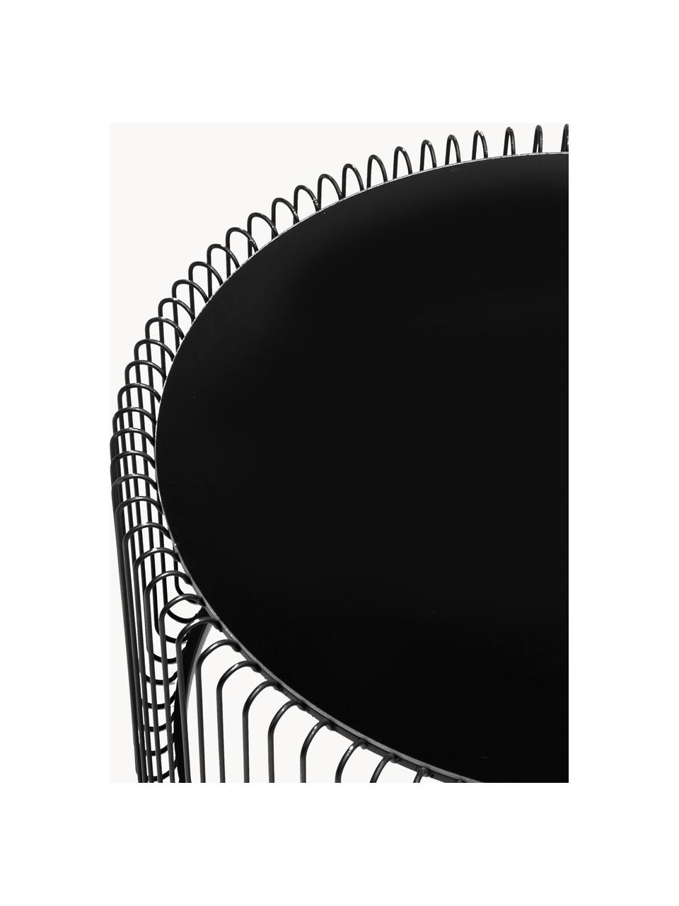 Couchtische Wire mit Glasplatte, 2er-Set, Gestell: Metall, pulverbeschichtet, Tischplatte: Sicherheitsglas, foliert, Schwarz, Spiegelglas schwarz getönt, Set mit verschiedenen Grössen