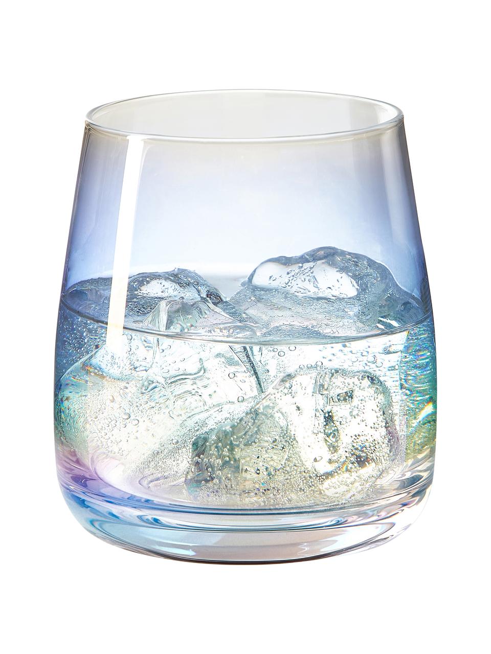 Szklanka ze szkła dmuchanego Rainbow, 4 szt., Szkło dmuchane, Transparentny, opalizujący, Ø 9 x W 10 cm