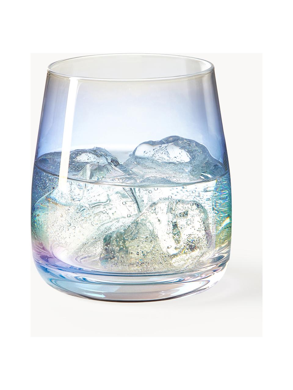 Ručně foukané sklenice na vodu Rainbow, 4 ks, Foukané sklo, Transparentní, opalizující, Ø 9 cm, V 10 cm, 370 ml