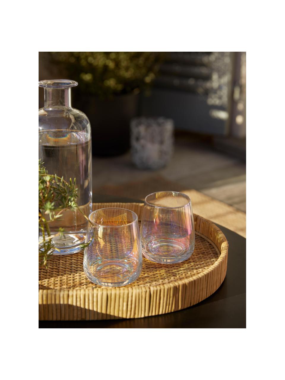 Ručně foukané sklenice na vodu Ellery, 4 ks, Foukané sklo, Transparentní, opalizující, Ø 9 cm, V 10 cm, 370 ml