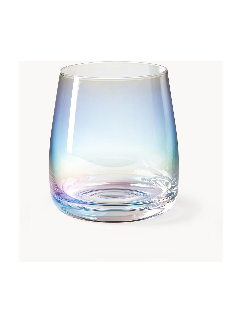 Vasos soplados artesanalmente Ellery, 4 uds., Vidrio soplado artesanalmente, Transparente iridiscente, Ø 9 x Al 10 cm, 370 ml