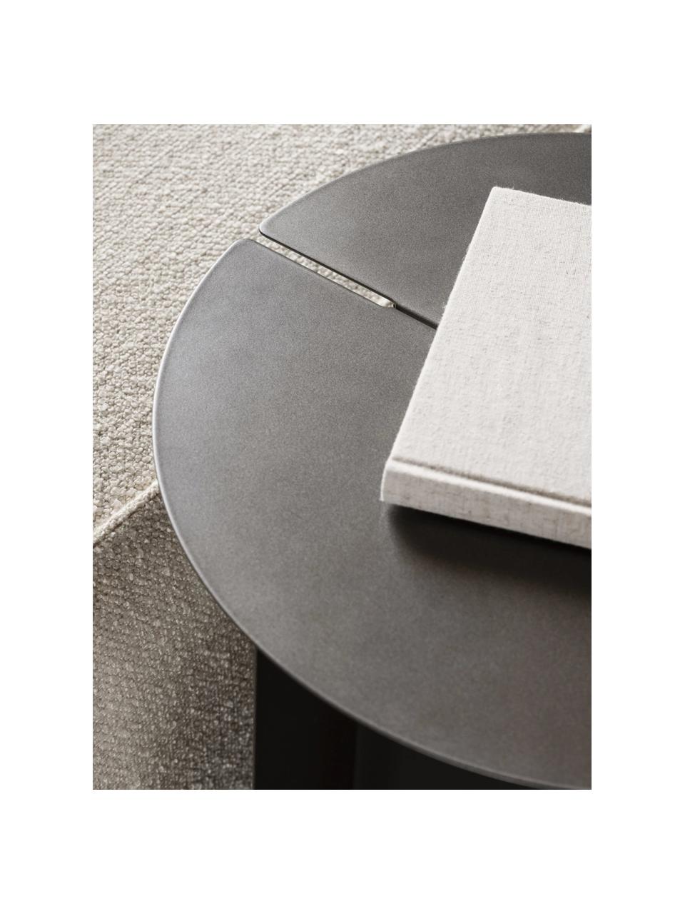 Tavolino rotondo con finitura anticata Oru, Acciaio inossidabile verniciato a polvere, Antracite con finitura antica, Ø 35 x Alt. 48 cm