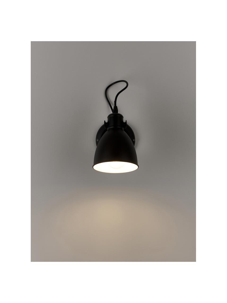 Verstelbare wandlamp Ethan, Lampenkap: gepoedercoat metaal, Zwart, D 20 x H 22 cm