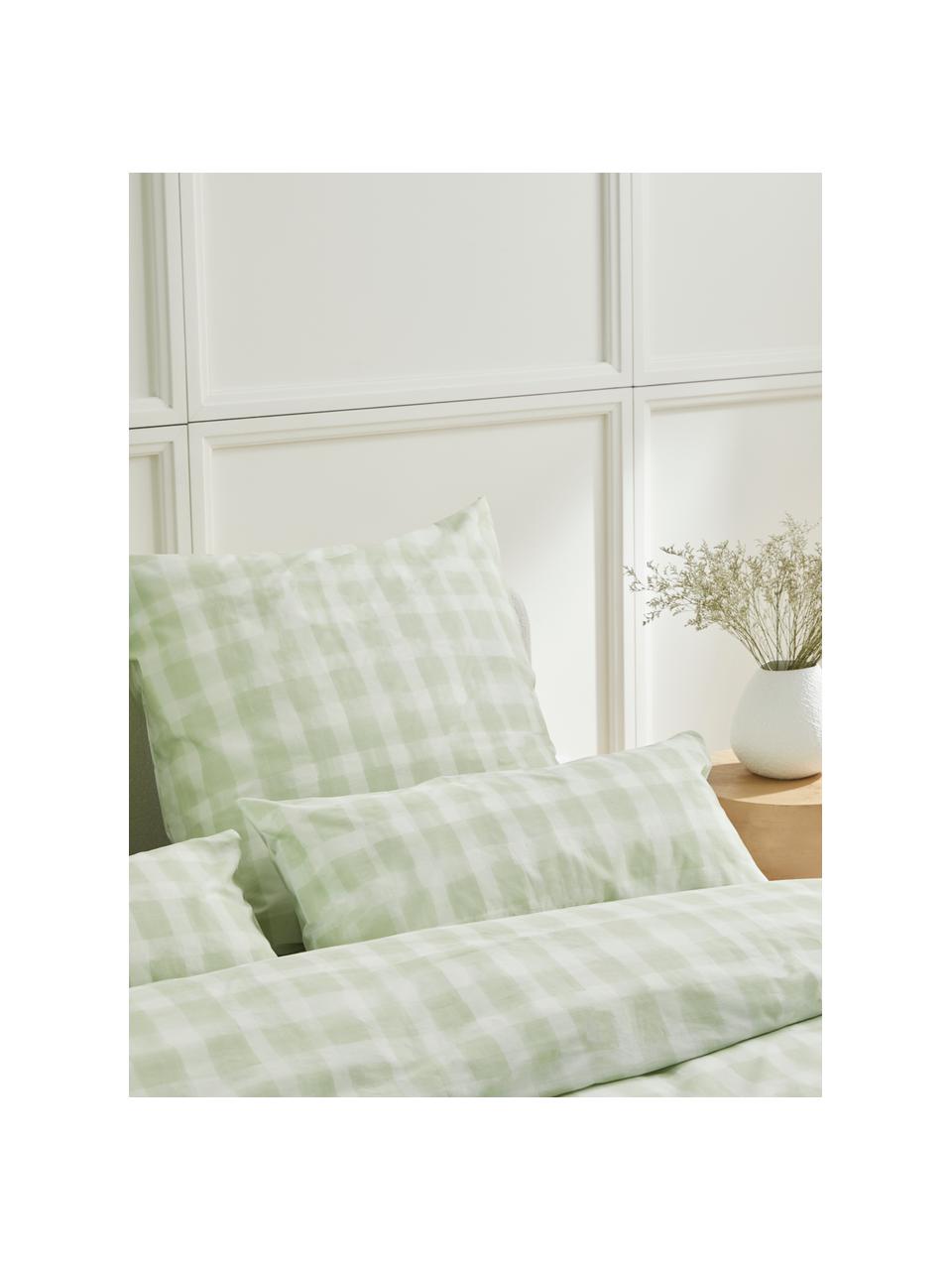 Designové povlaky na polštáře z bavlněného perkálu s károvaným vzorem od Candice Gray Milène, 2 ks, Mátově zelená, Š 40 cm, D 80 cm