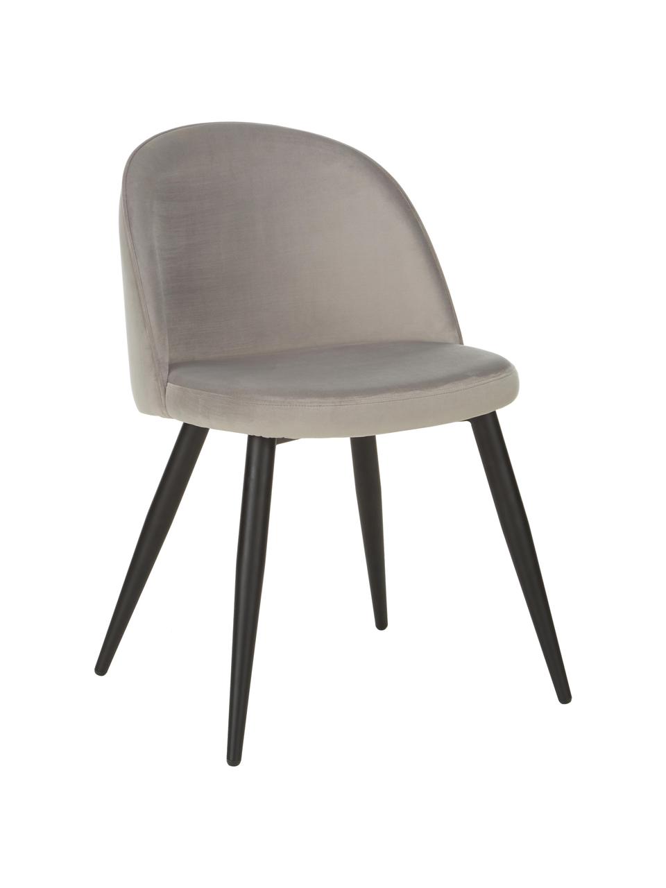 Sedia imbottita in velluto Amy 2 pz, Rivestimento: velluto (poliestere) Con , Gambe: metallo verniciato a polv, Velluto grigio, Larg. 51 x Prof. 55 cm