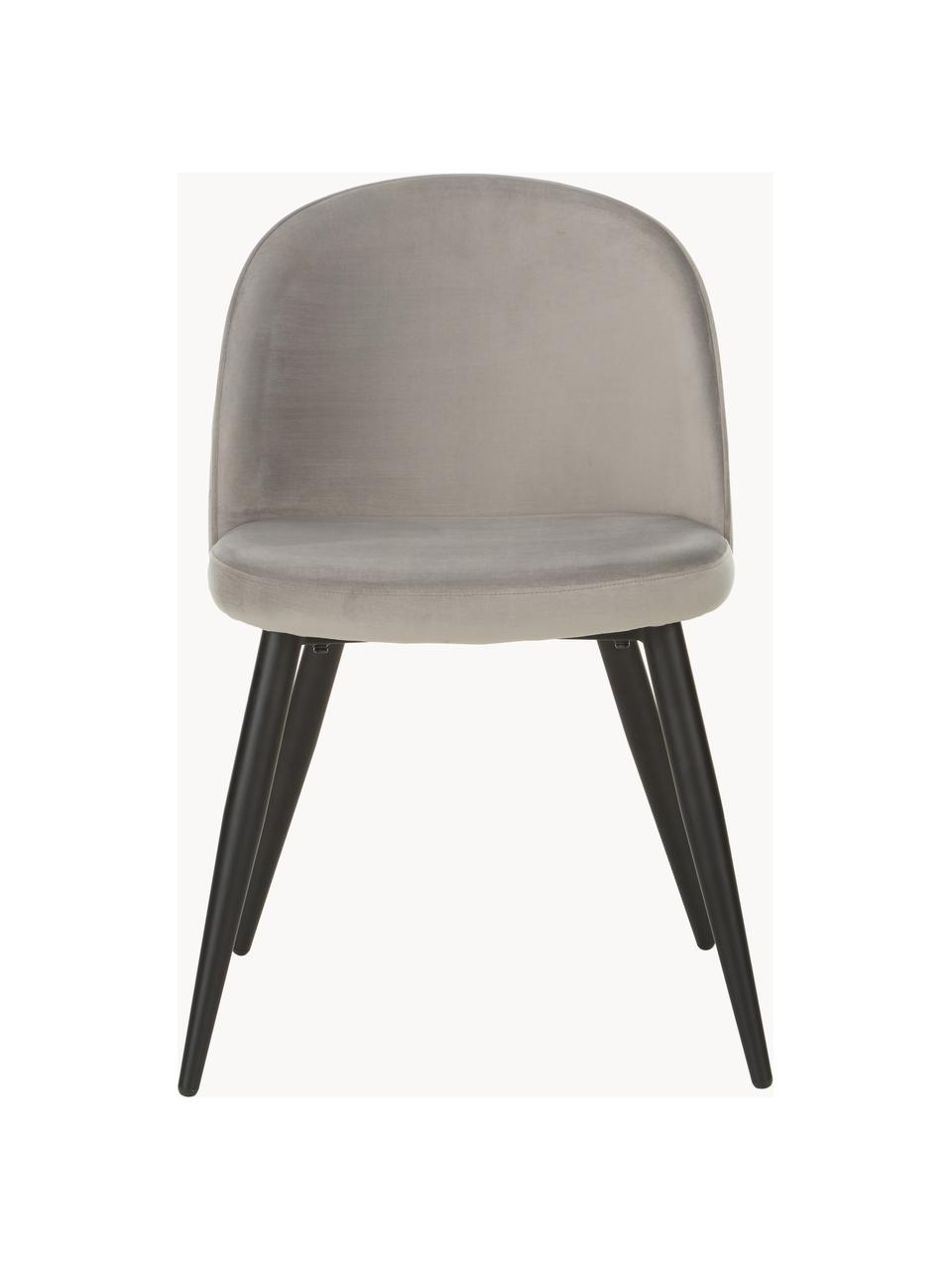 Chaises rembourrées en velours Amy, 2 pièces, Gris, larg. 47 x prof. 55 cm