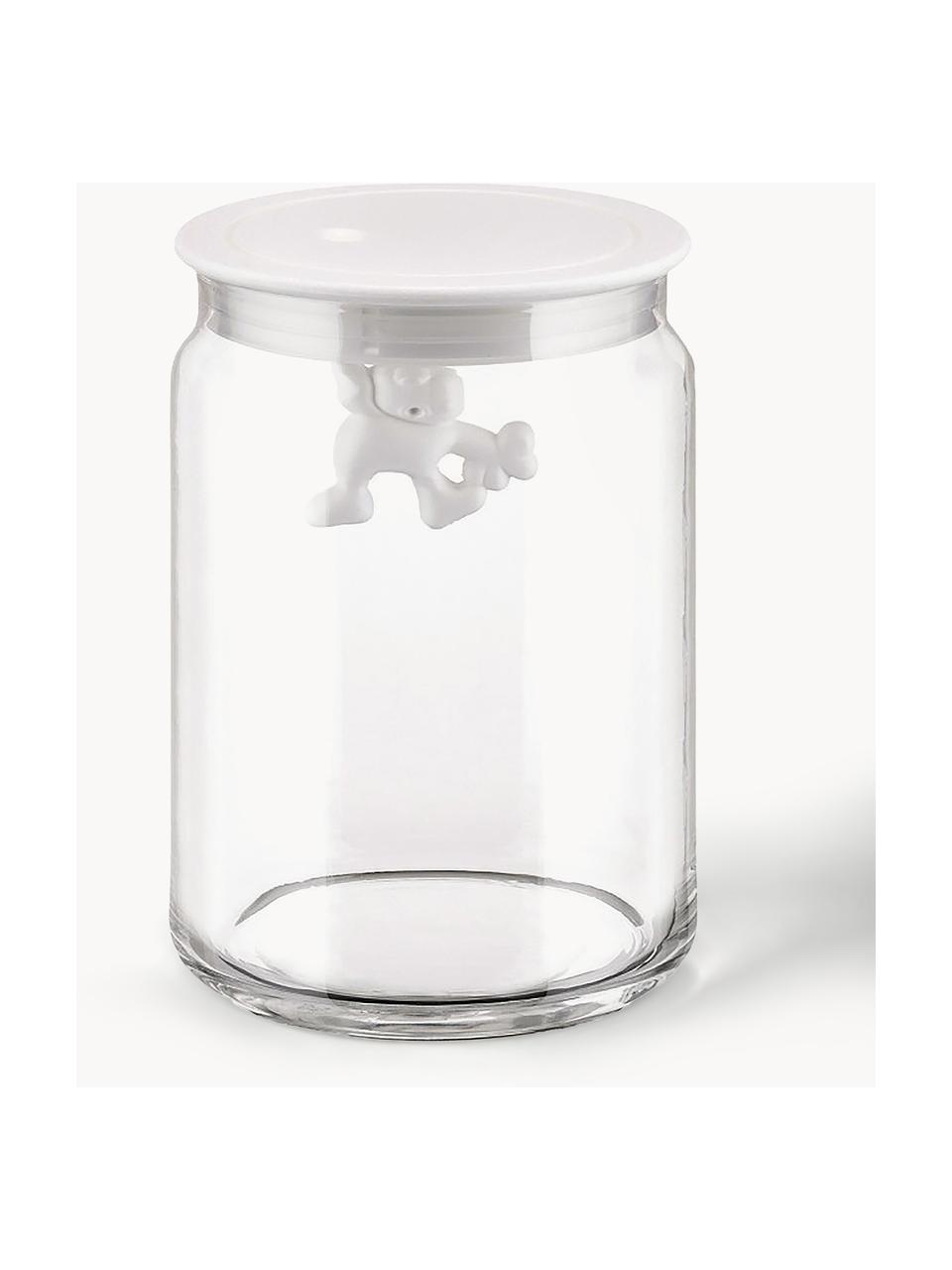 Opbergpot Gianni, H 12 cm, Glas, thermoplastische hars, Wit, transparant, Ø 11 x H 12 cm
