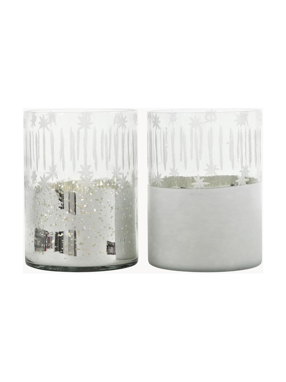 Komplet świeczników Lira, 2 elem., Szkło, Odcienie srebrnego, transparentny, Ø 12 x W 17 cm