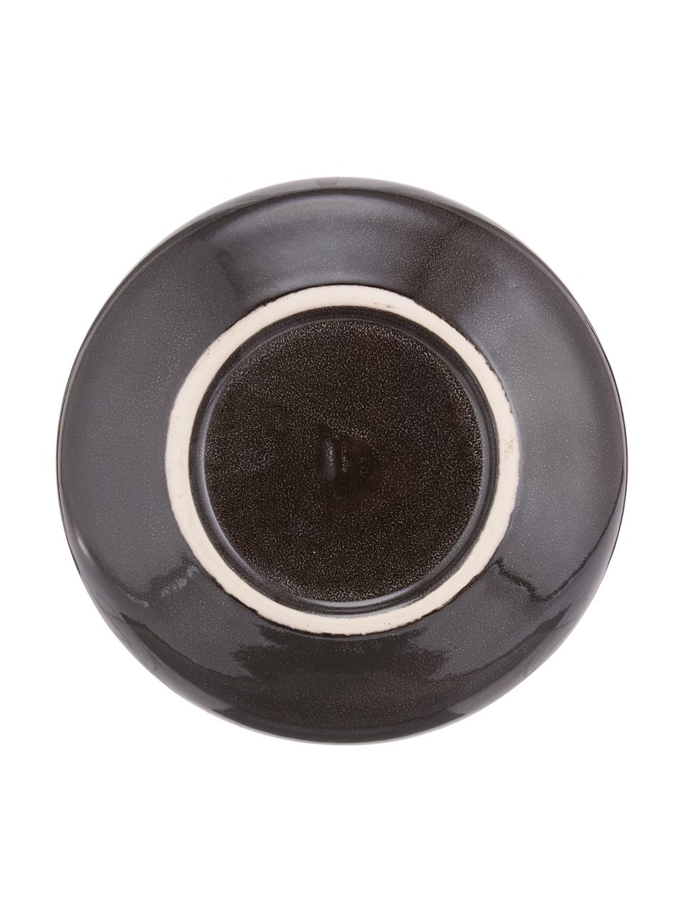 Handgemachte Schalen Nordic Coal, Ø 22 cm, 4 Stück, Steingut, Schwarz, Ø 22 x H 5 cm