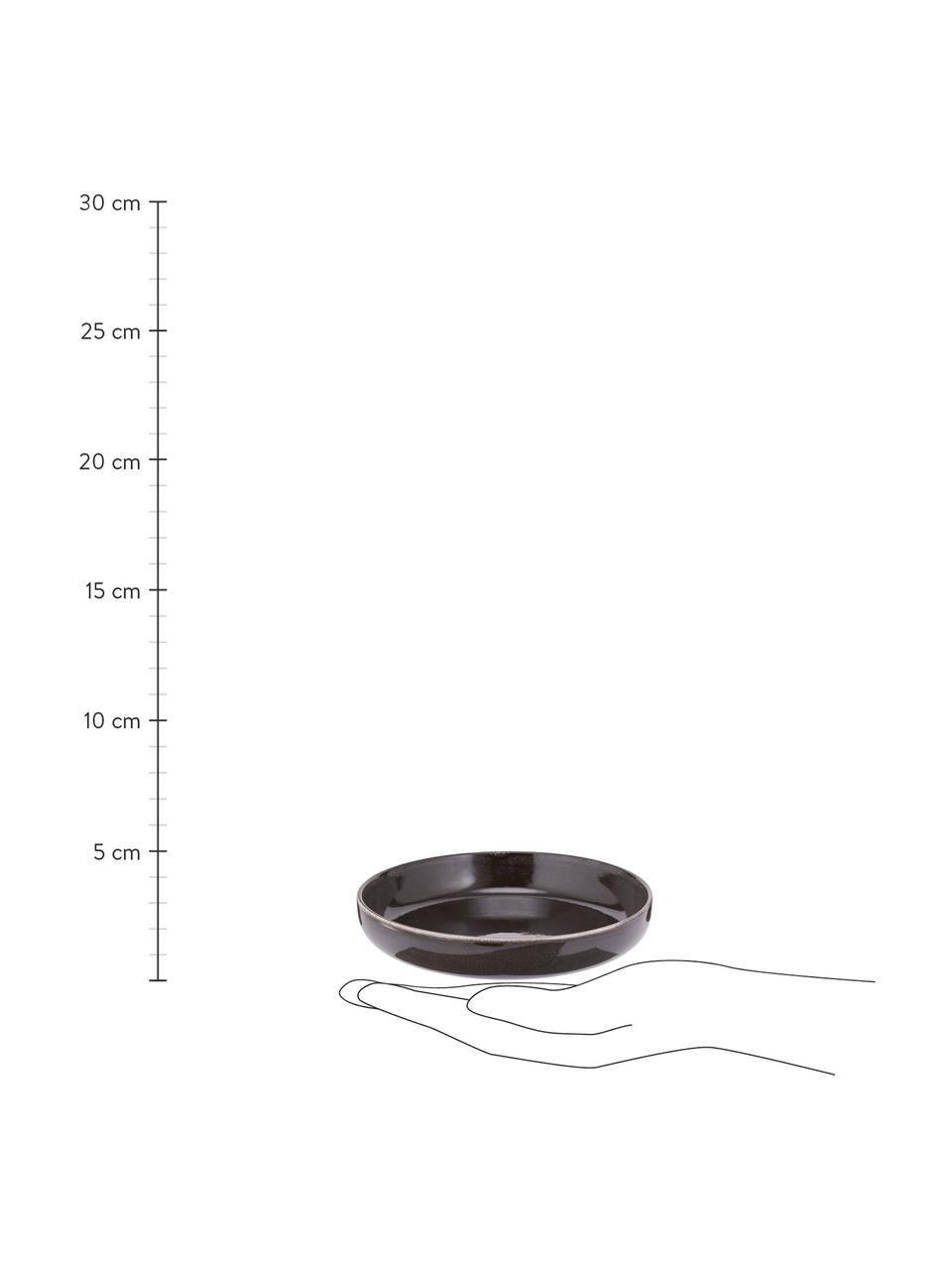 Handgemachte Schalen Nordic Coal, 4 Stück, Steingut, Anthrazit, Ø 22 x H 5 cm