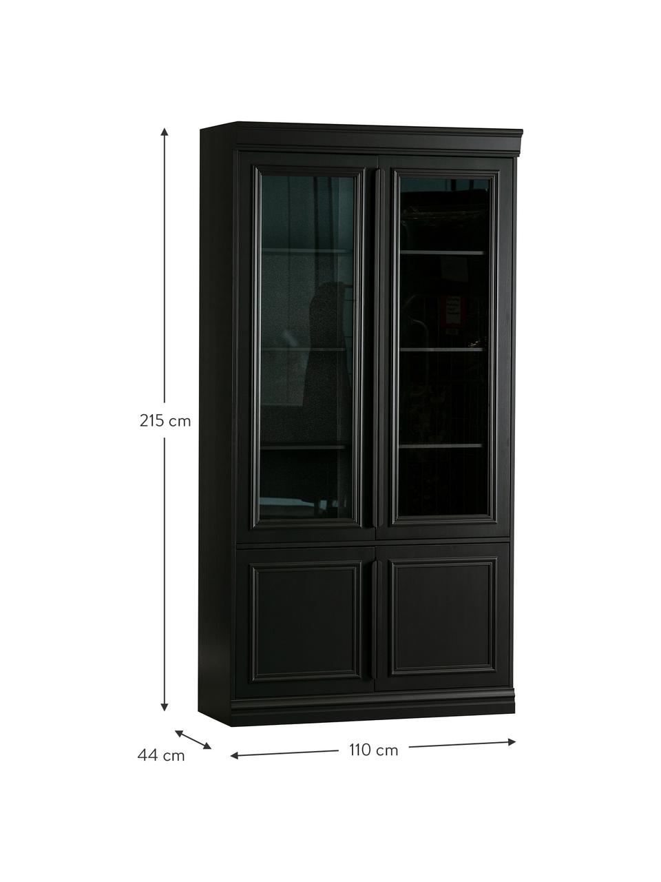 Witryna Organize, Korpus: lite drewno sosnowe, laki, Czarny, S 110 x W 215 cm