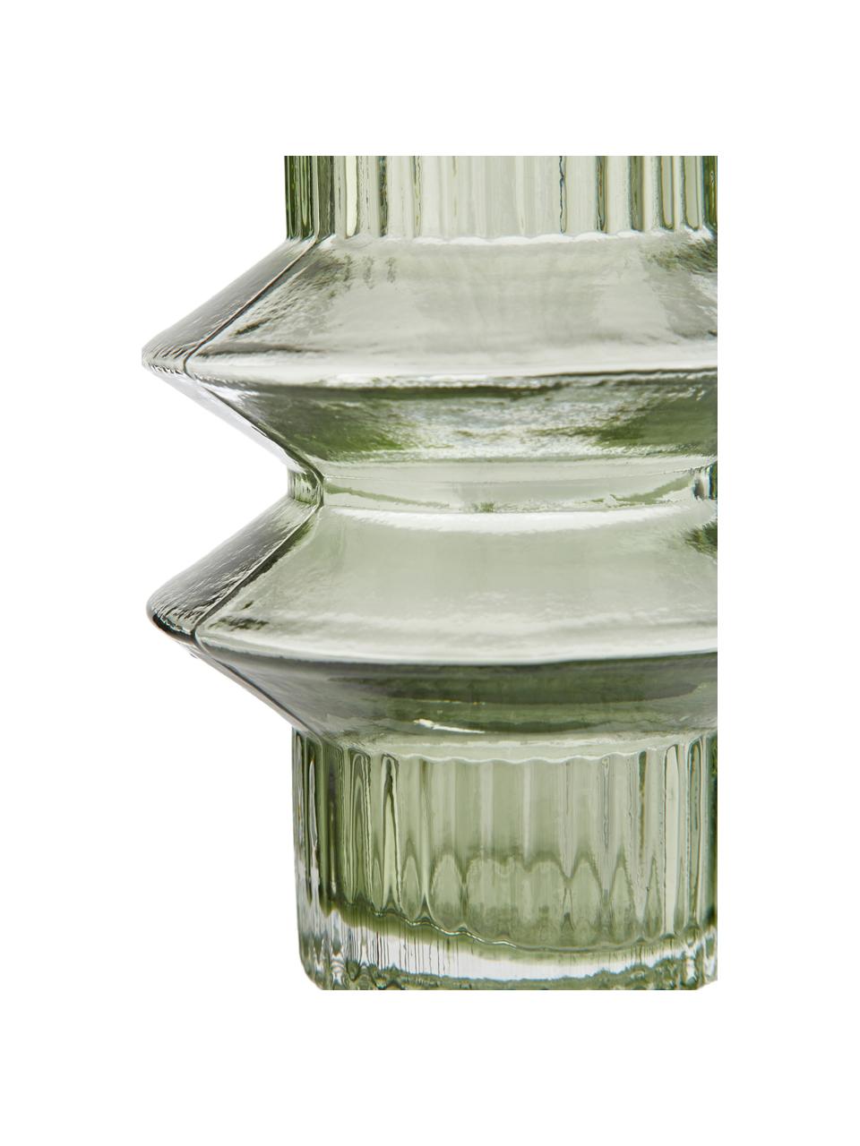 Priehľadná dizajnová váza Rilla, Sklo, Zelená, Ø 10 x V 21 cm