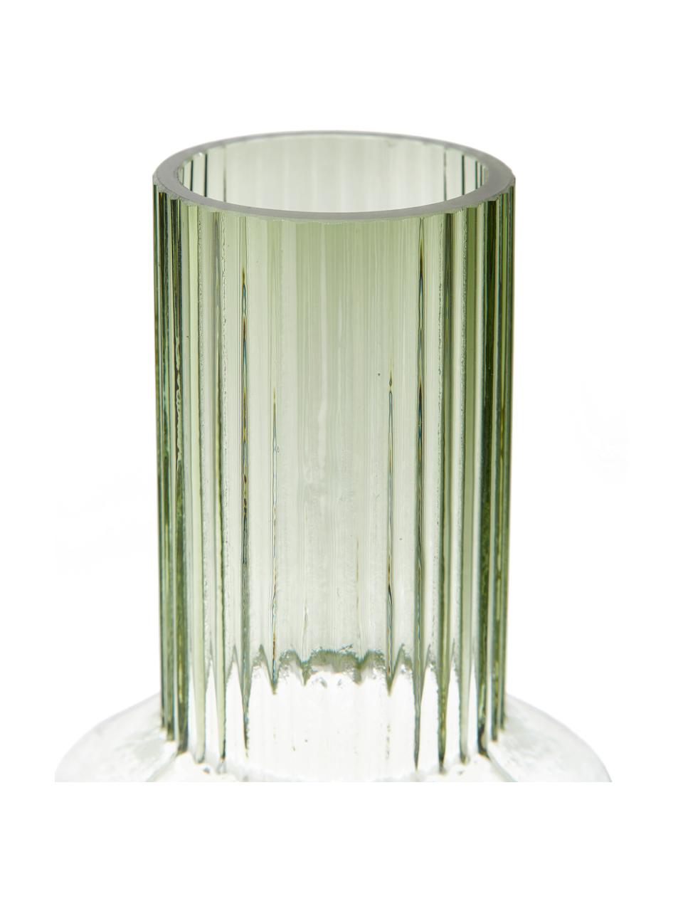 Transparente Design-Vase Rilla mit Grünschimmer, Glas, Grün, Ø 10 x H 21 cm