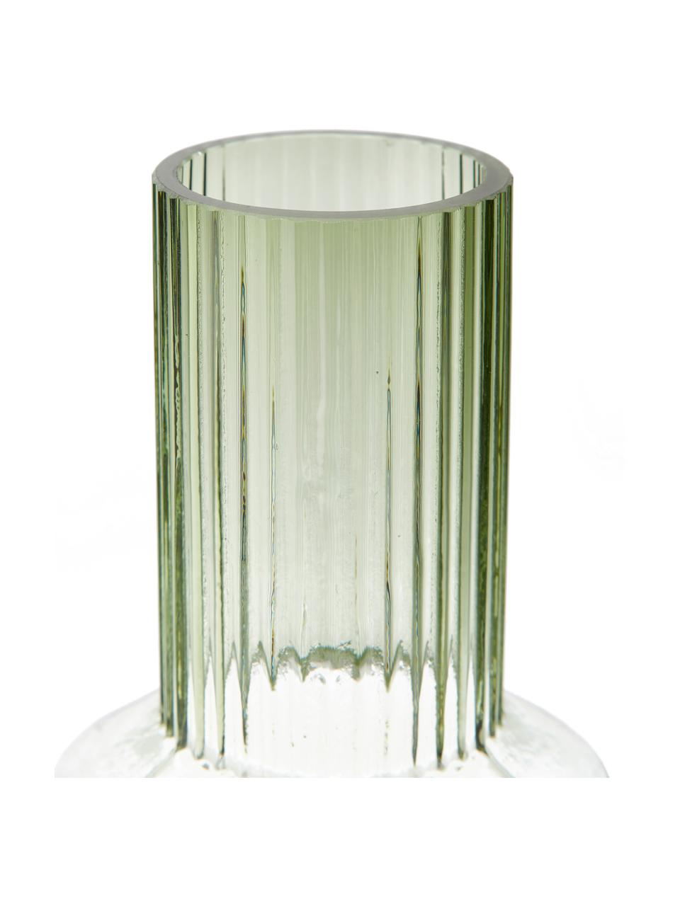 Transparentní designová váza se zeleným třpytem Rilla, Sklo, Zelená, Ø 10 cm, V 21 cm