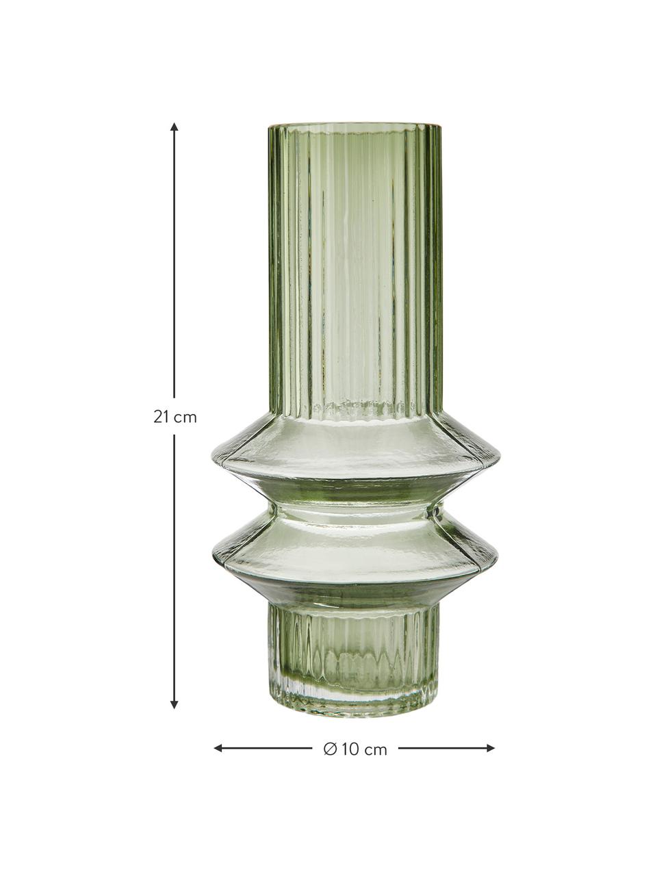 Vase design reflets verts Rilla, Verre, Vert, Ø 10 x haut. 21 cm