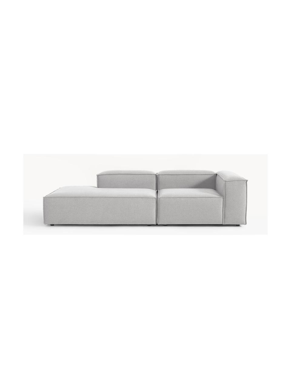 Modulaire chaise longue Lennon, Bekleding: 100% polyester De slijtva, Frame: massief grenenhout, multi, Poten: kunststof Dit product is , Geweven stof grijs, B 269 x D 119 cm, armleuning links