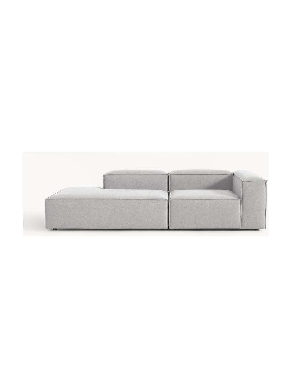 Modulaire chaise longue Lennon, Bekleding: 100% polyester De slijtva, Frame: massief grenenhout, multi, Poten: kunststof Dit product is , Geweven stof grijs, B 269 x D 119 cm, armleuning links