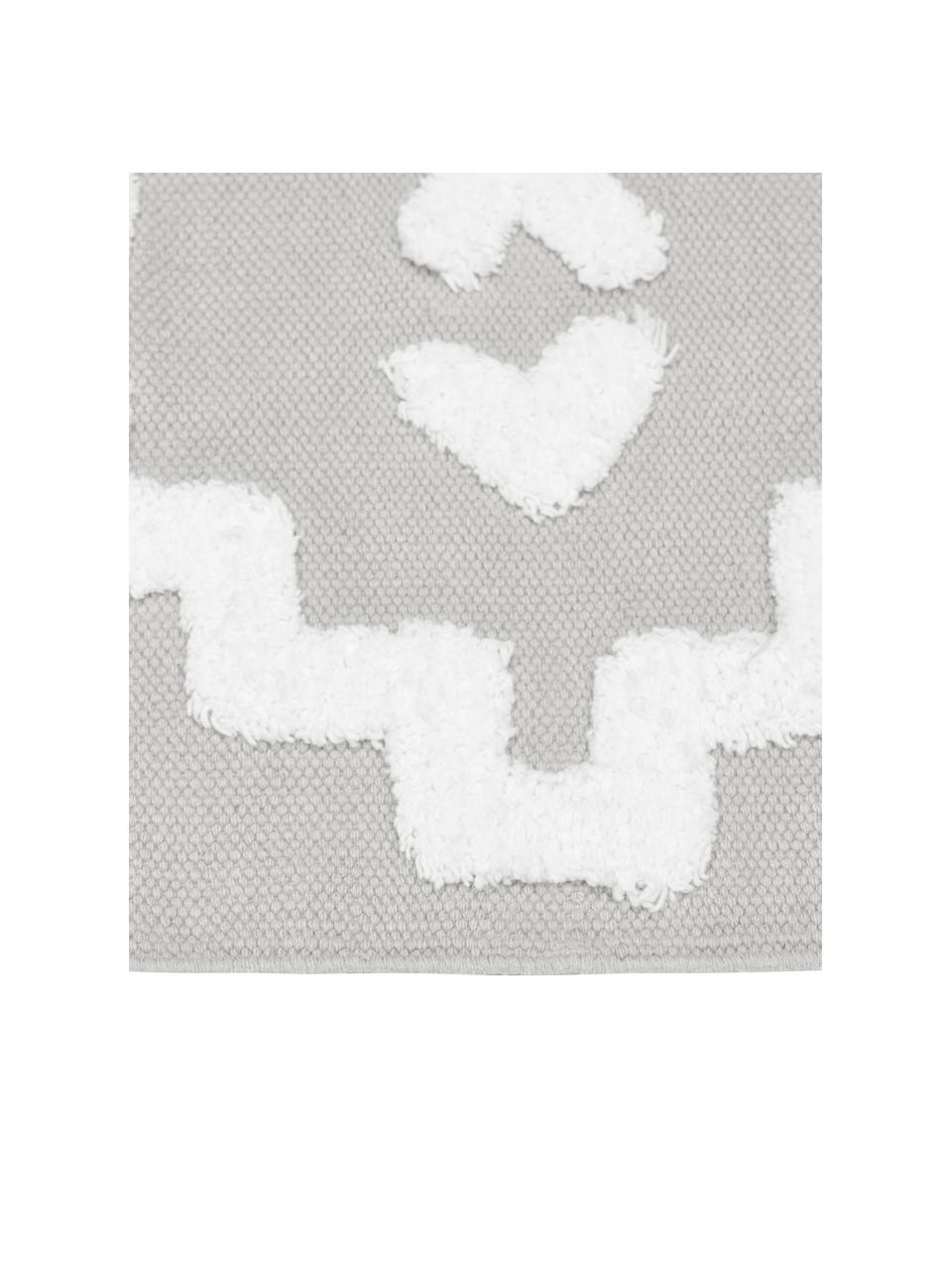 Handgeweven katoenen vloerkleed Idris met verhoogd hoog-laag patroon, 100% katoen, Grijs, B 80 x L 150 cm (maat XS)