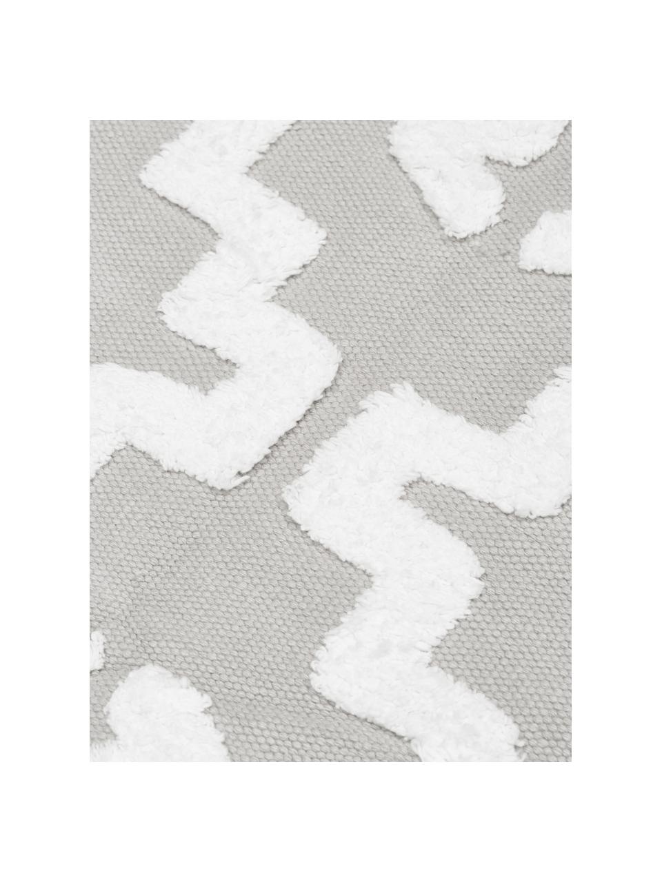 Tapis gris avec structure en relief tissé main Idris, 100 % coton, Gris, larg. 80 x long. 150 cm (taille XS)