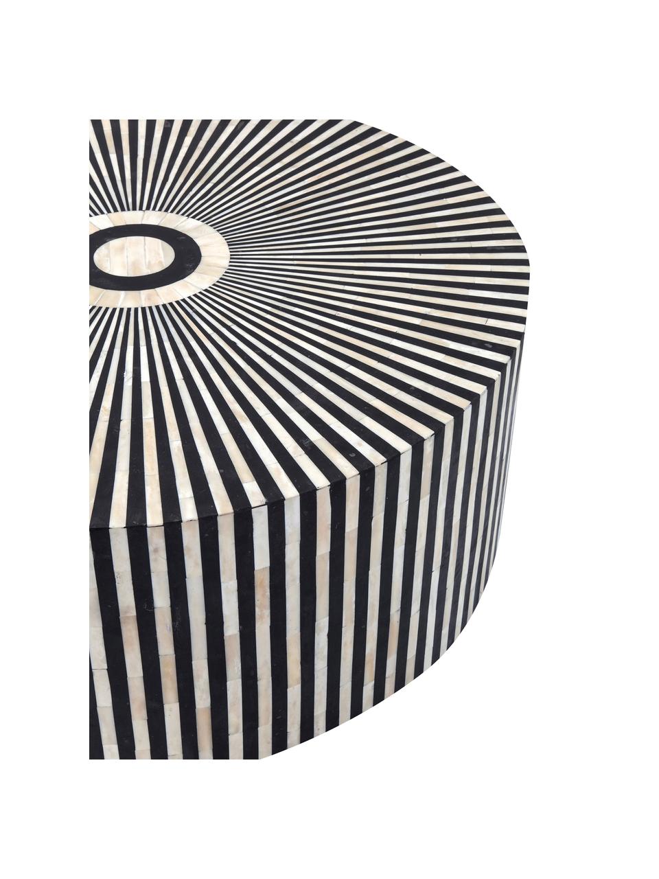 Stolik kawowy Electra, Korpus: drewniana płyta pilśniowa, Czarny, biały, Ø 75 x W 35 cm