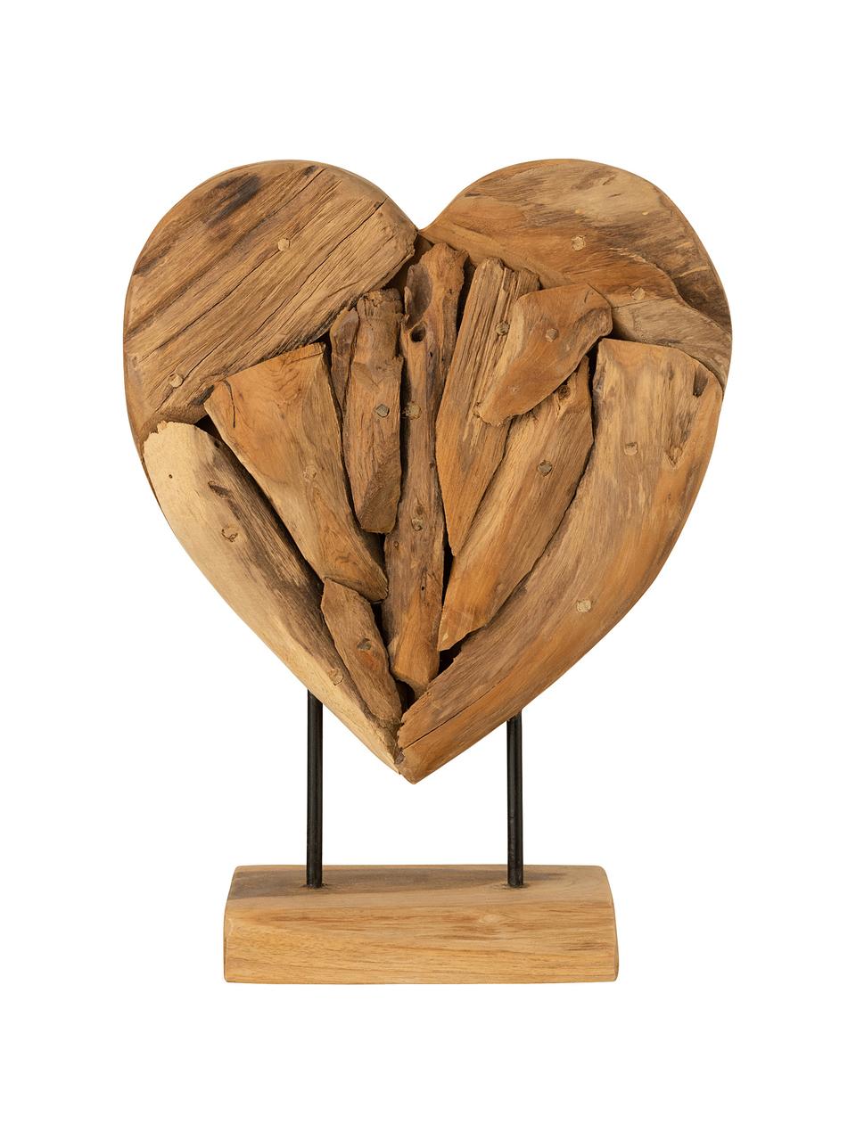 Groot decoratief object Heart, Hout, Bruin, B 30 x H 40 cm