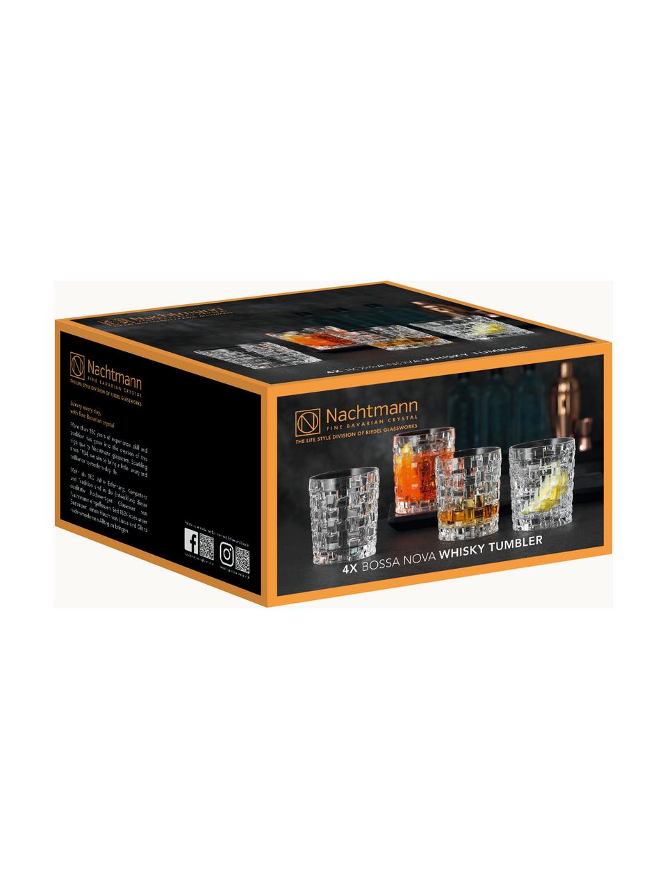 Kristall-Whiskygläser Bossa Nova, 4 Stück, Kristallglas, Transparent, Ø 9 x H 10 cm, 330 ml