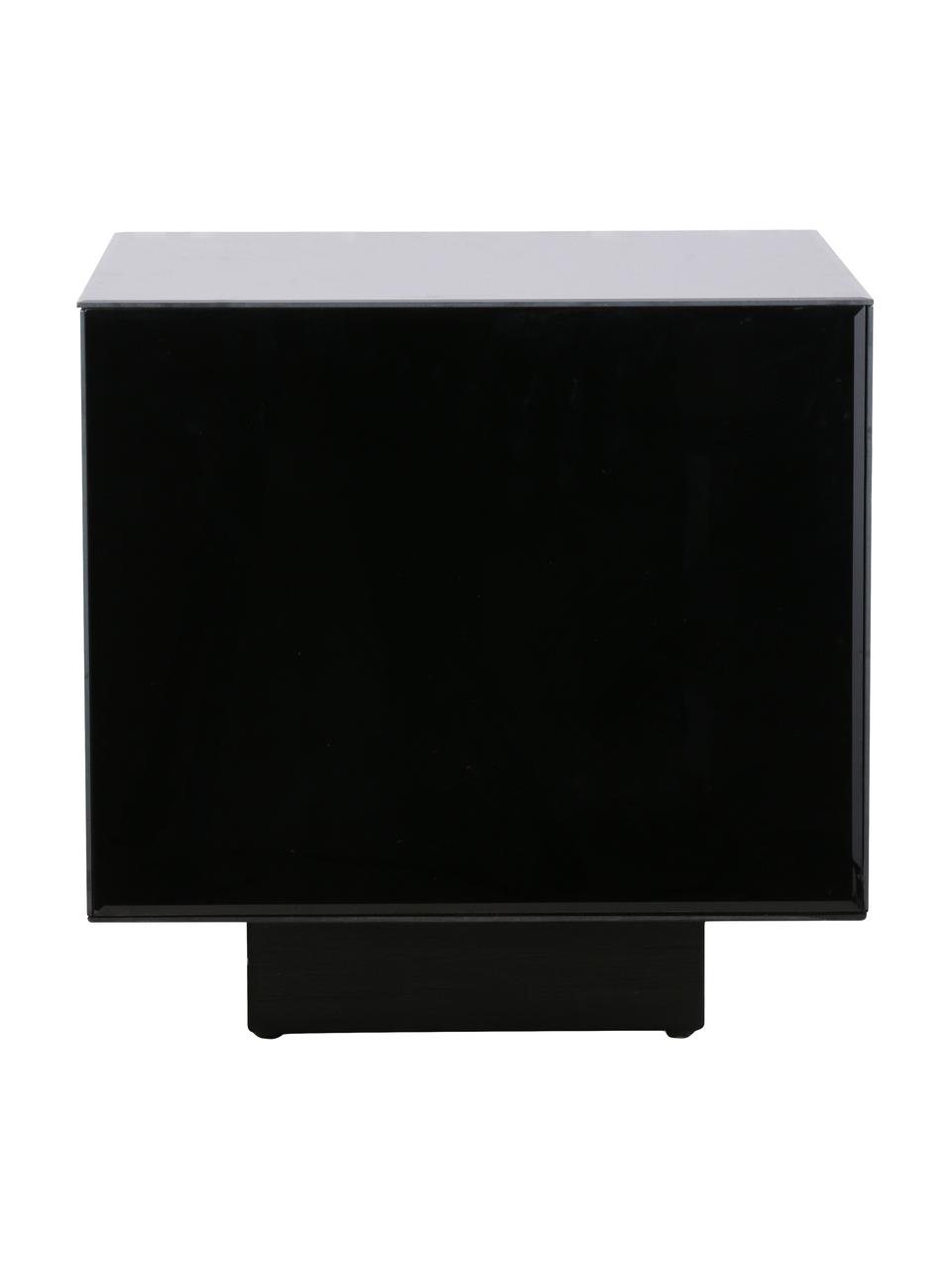 Table d'appoint verre miroir noir Block, Noir, larg. 40 x haut. 40 cm