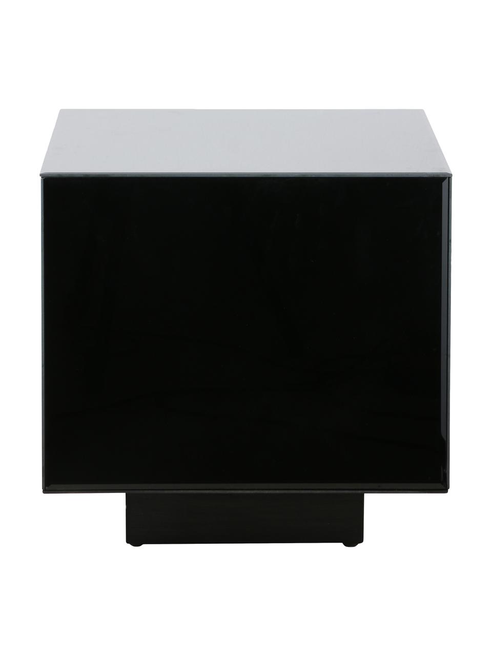 Sklenený konferenčný stolík so zrkadlovým efektom Block, Čierna, Š 40 x V 40 cm