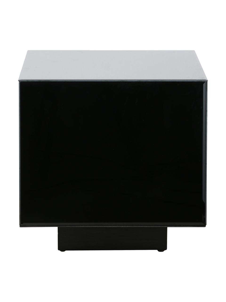 Table d'appoint verre miroir noir Block, Noir, larg. 40 x haut. 40 cm