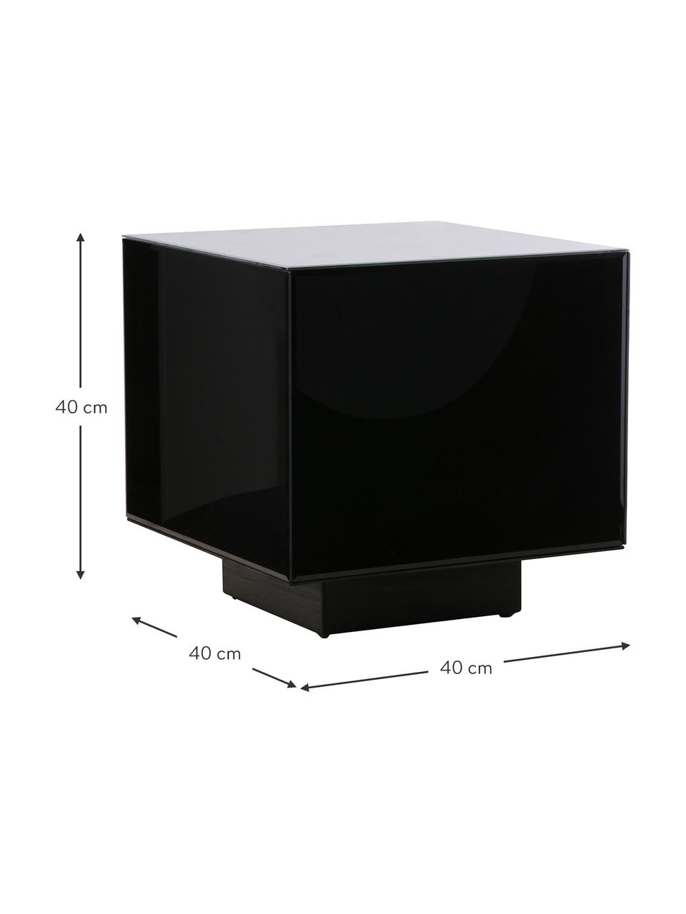 Glas-Beistelltisch Block mit Spiegel-Effekt in Schwarz, Korpus: Glas, Fuß: Kiefernholz, Mitteldichte, Schwarz, B 40 x H 40 cm